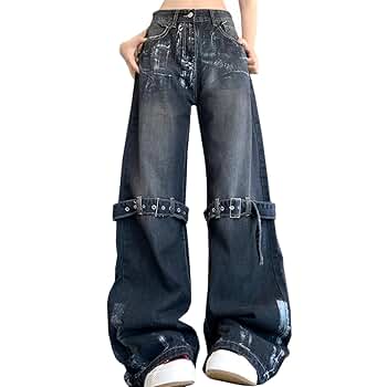 Amazon.com: kakarin choyx Fashion High Waist Straight Baggy