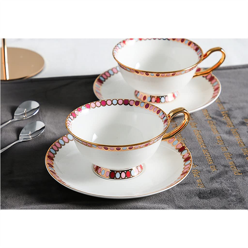 Juego de Tazas de té británico, Juego de Tazas de té de cerámica para la Tarde, Juego de Tazas de café de Porcelana para té de la Tarde y café con Leche (6 Piezas)