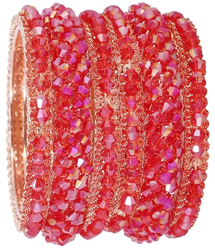 Image of NMII Stylish Pearls Alloy Metal Kada Bangles Set For Women and Girls | Fancy Metal Bangles | Trendy Design Bangles For Girls | Wedding, Party, Shadi Fashion Jewellery-Set of 6 Bangles