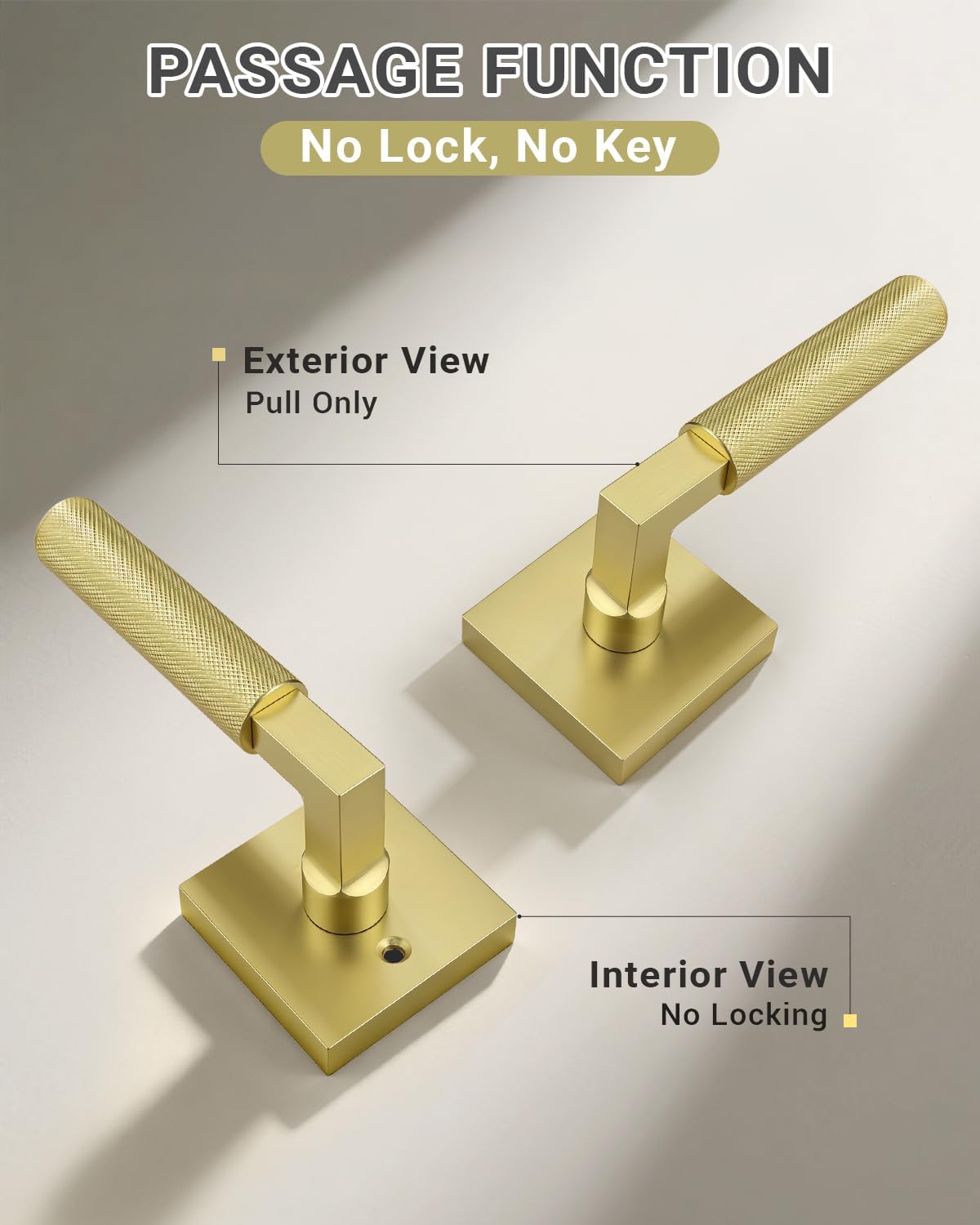 KNOBWELL 6 Pack Door Handles Interior Passage Door Knob for Closet Hallway Pantry Gold Door Leverset Modern Doorknob