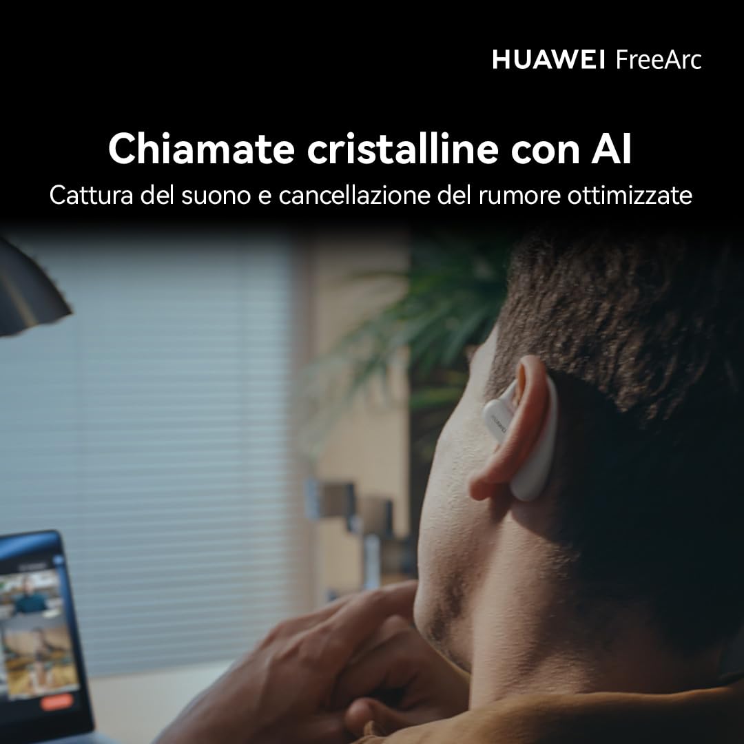 HUAWEI FreeArc Auricolari Open Ear, Auricolari Wireless Bluetooth, IP57, Fino a 28 ore, Cuffie Bluetooth Sport, iOS & Android & Windows, Nero