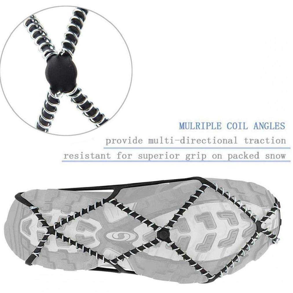 Crampons Ice Crampons Poignées de Traction Bottes de randonnée antidérapantes Chaussures avec Sangles en Caoutchouc Pointes en Acier Inoxydable pour Marcher sur la Neige et la glac