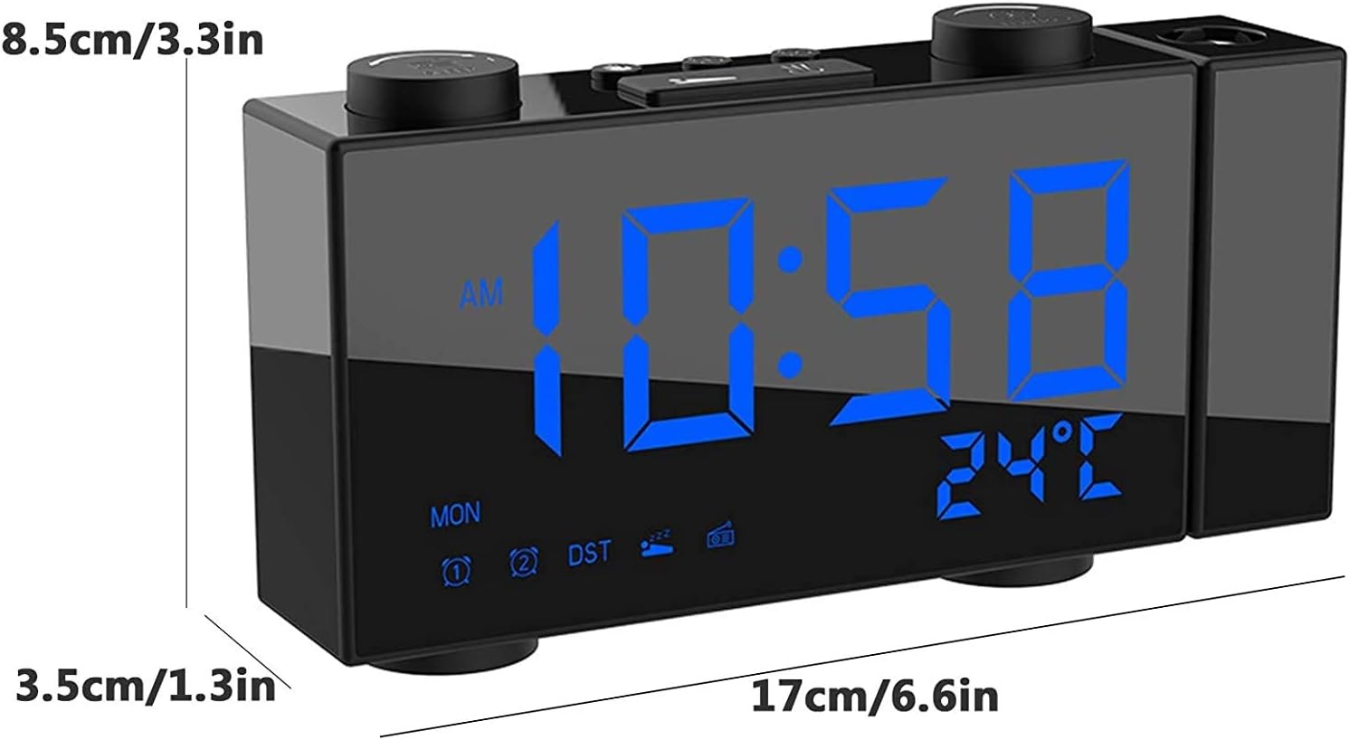LED Projection Digital Alarm Clock, Large Alarm Clock Projection on Ceiling Wall, 180°Projector,Dimmer Used for Bedroom Home Office
