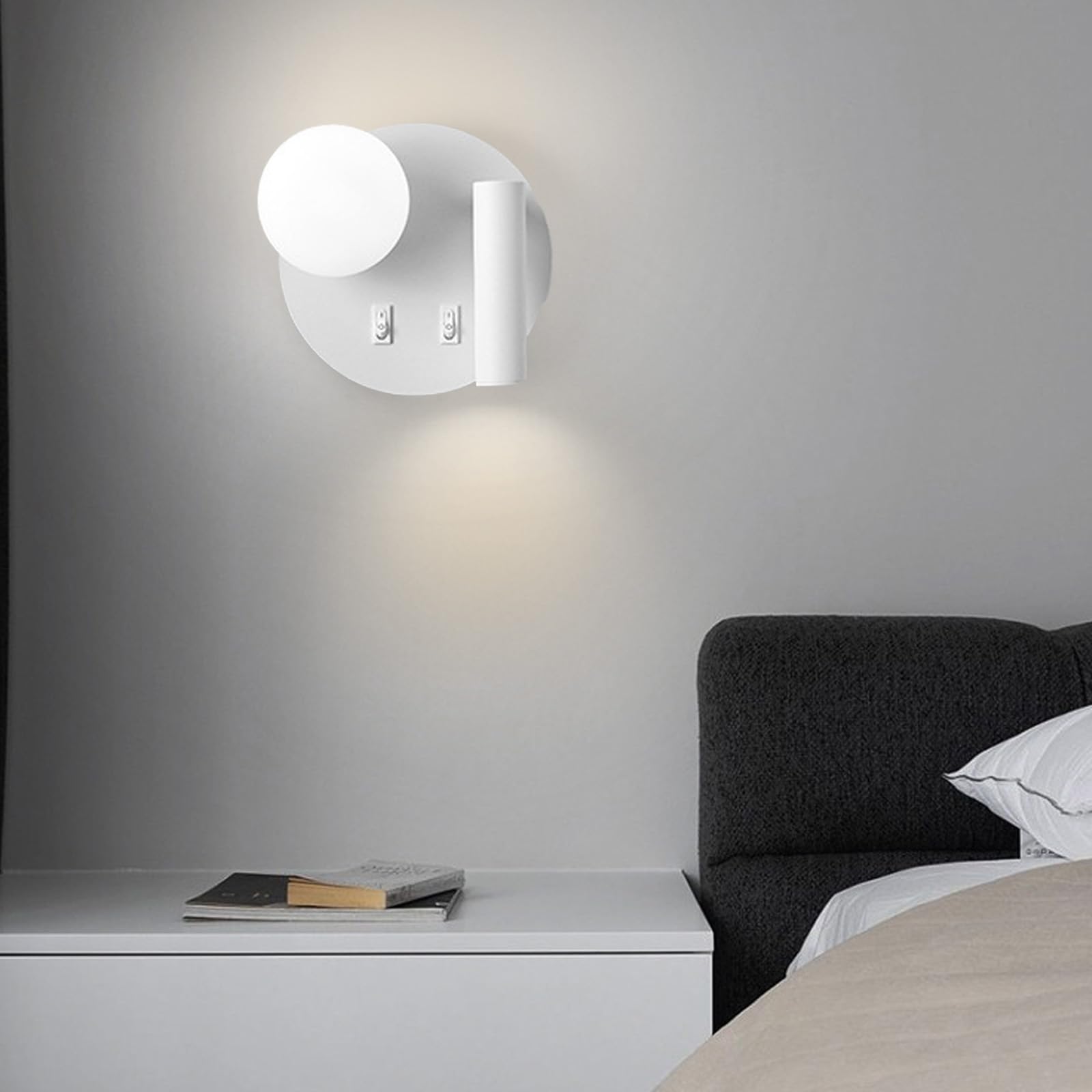 Luz neutra derecha para cabecera en lámparas de pared ajustables 8