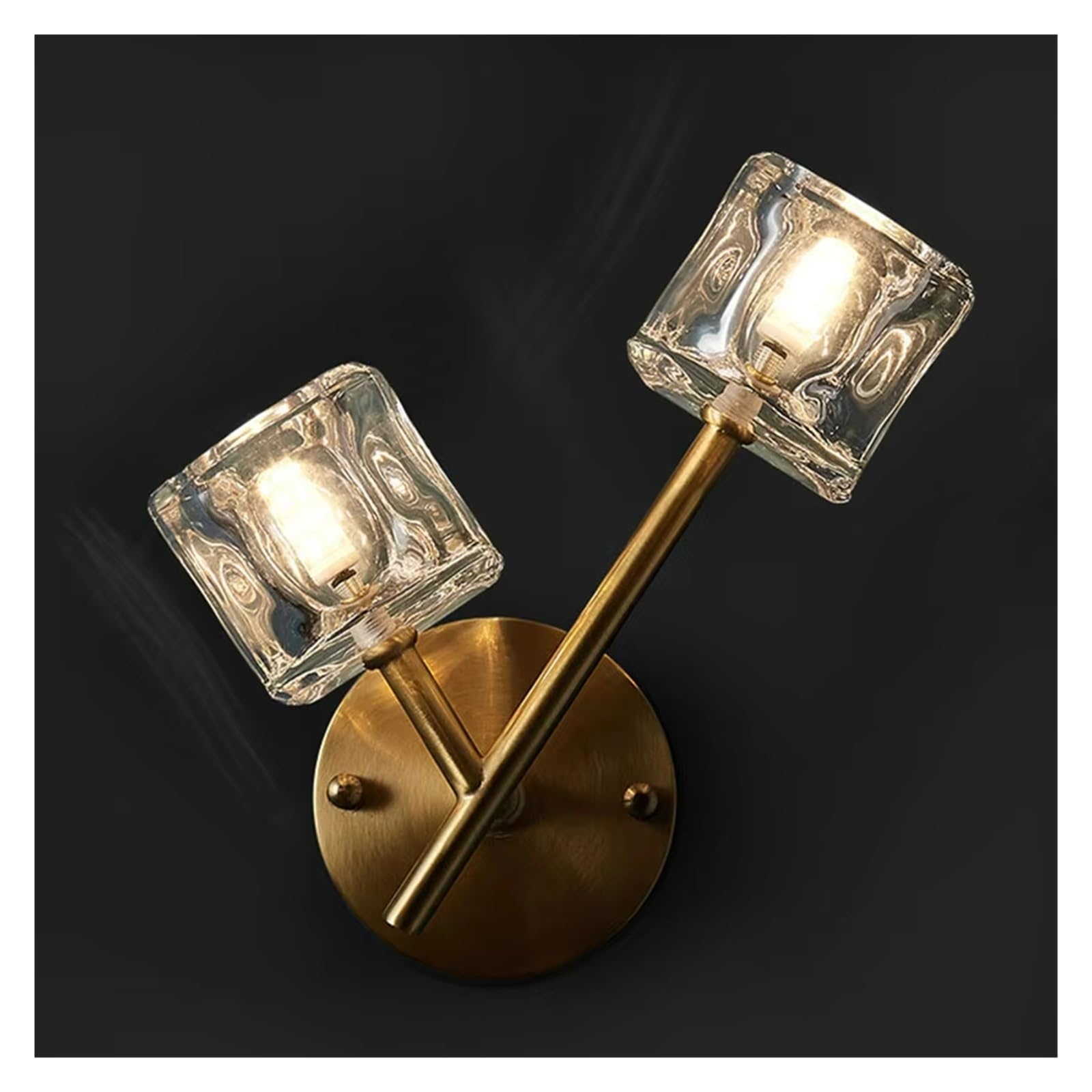 ASerZenith Nordic Crystal Copper Wall Lamp Living Room Corridor Aisle Background Stair Bedroom Bedside Light,Cool White-24Cm