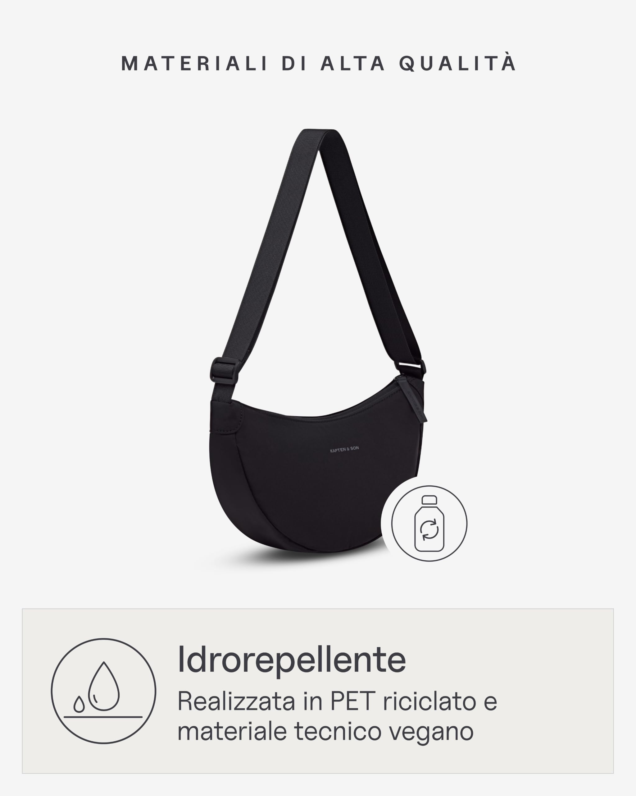 Kapten & Son Moon Bag 3,5L | Marsupio da donna e uomo | Crossbody Bag da donna con cinturino regolabile in lunghezza e scomparto antifurto | Borsa a tracolla impermeabile | ideale per viaggi, festival