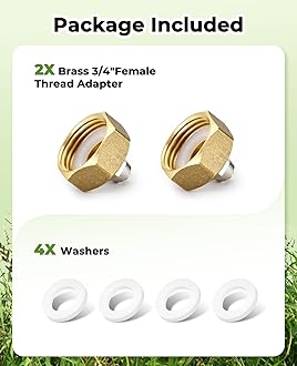 HOMENOTE US Standard Faucet Adapter, 3/4'' to 1/4'' Hose Adapter, Convert 3/4...