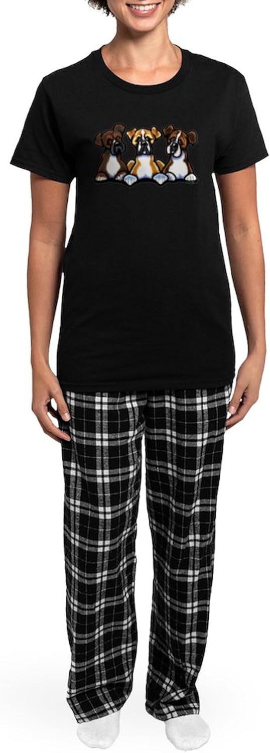 CafePress Three Boxer Lover Women's Dark Pajamas Womens Novelty PJ Sleepwear