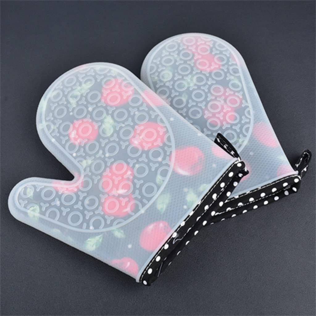 2-Piece Set of Silicone Kitchen Gloves Heat-Resistant Oven Cooking Printing
