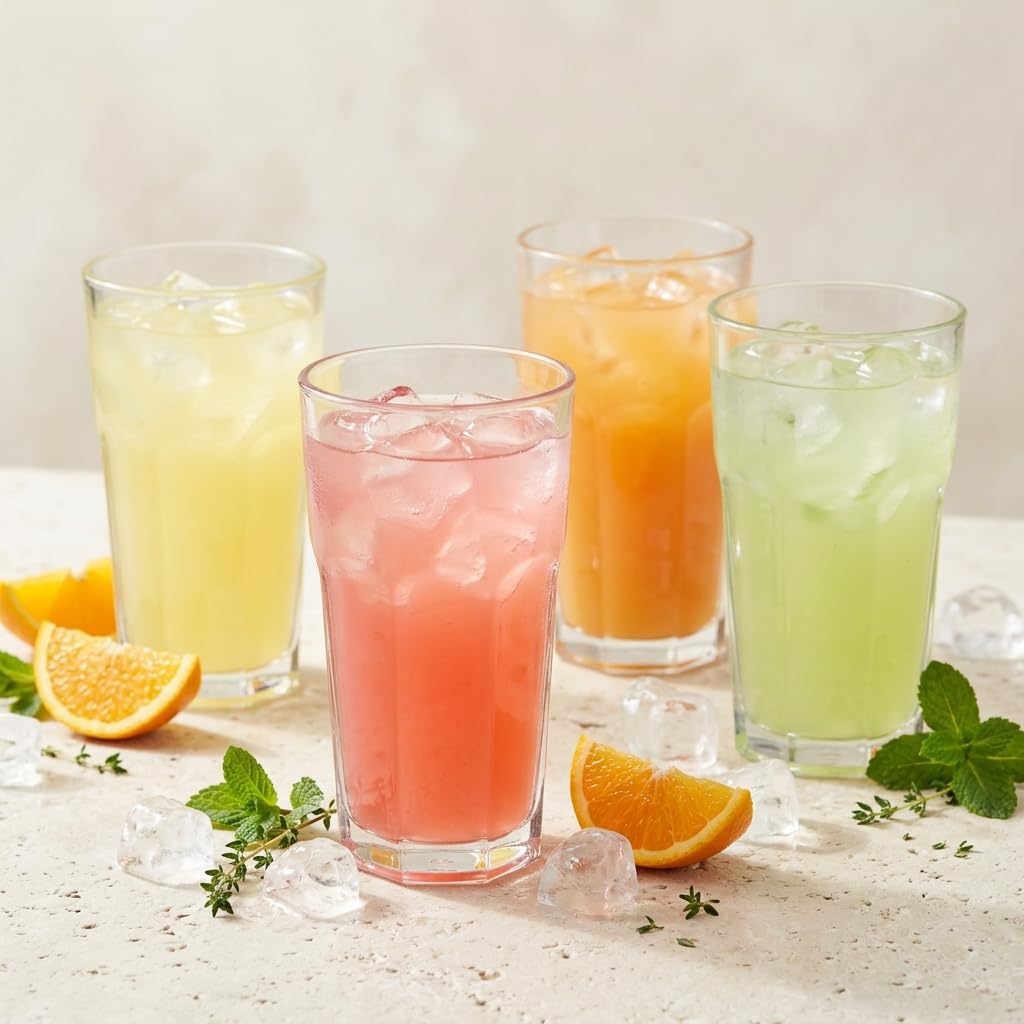 Glasmark KROSNO 1992 Drinking Glasses Set of 6, 300 ml, Faceted Water Glasses for Juice and Soft Drinks, Textured Glass Cups for Household and Catering, Dishwasher Safe