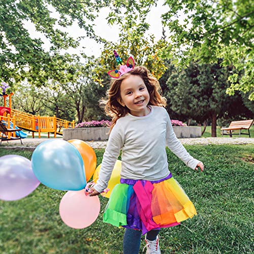 ABOOFAN Saia Tutu Arco-Íris Com Tiara de Unicórnio Em Camadas Vestido Bolha de Tule de Gaze Colorida