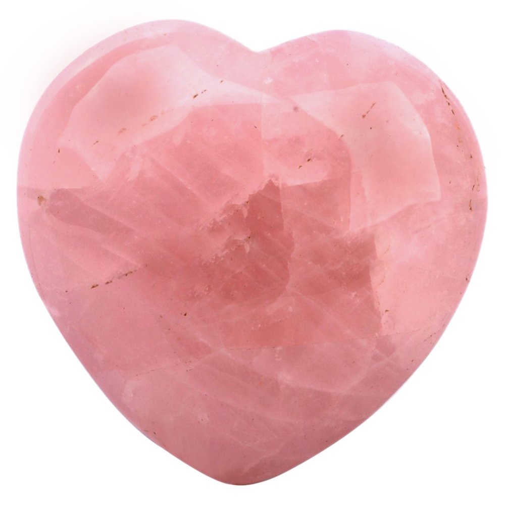Handicrafts Decorative Rose Quartz Stone Love Heart Shape (4 x 1 x 4 cm, Pink).