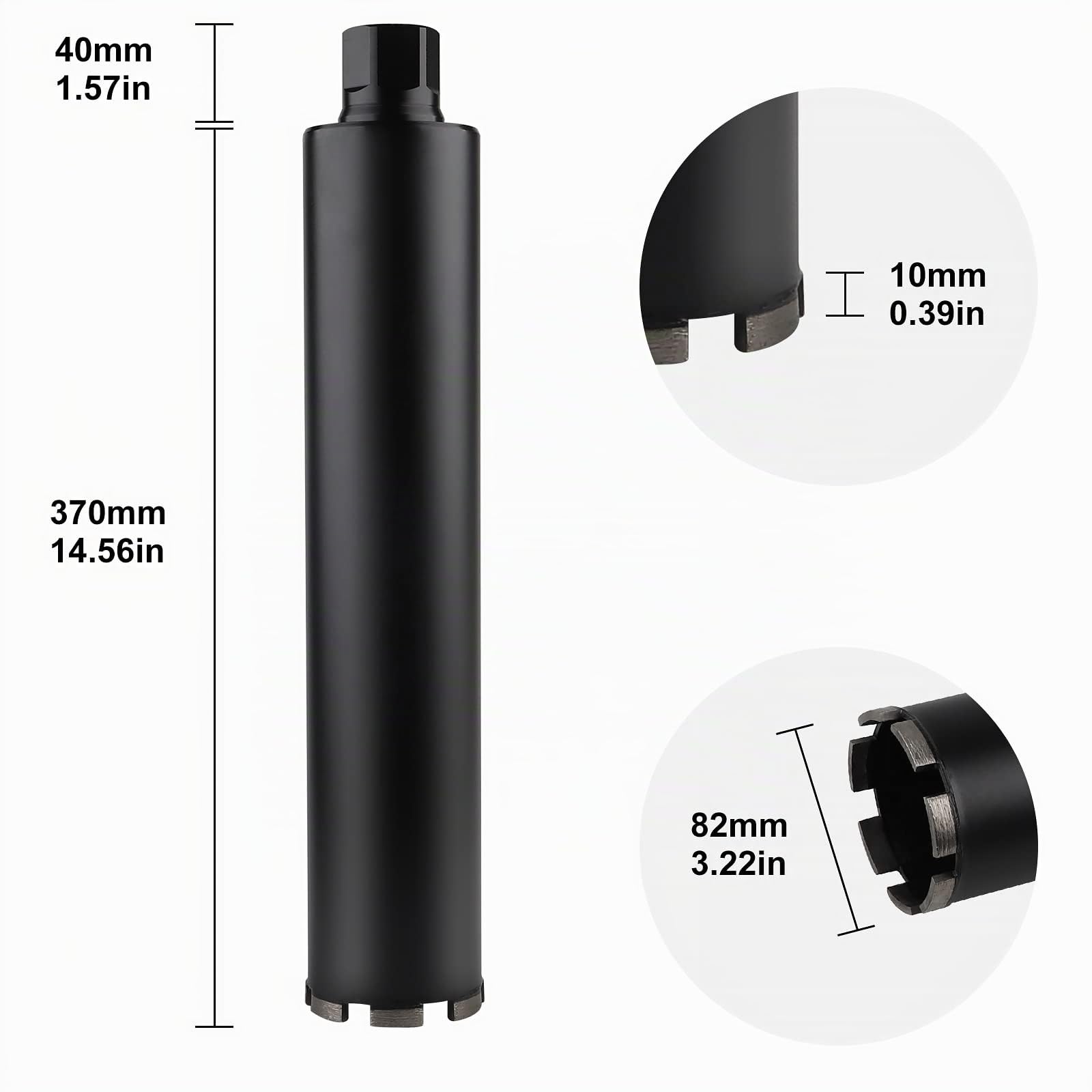 CPROSP Corona Diamantata UNC da 1¼" con Adattatore SDS Plus, L 420 mm | Corona a Nucleo DM 82 mm; Punta per Trapano in Calcestruzzo; Cemento Armato; Muratura e Pietra