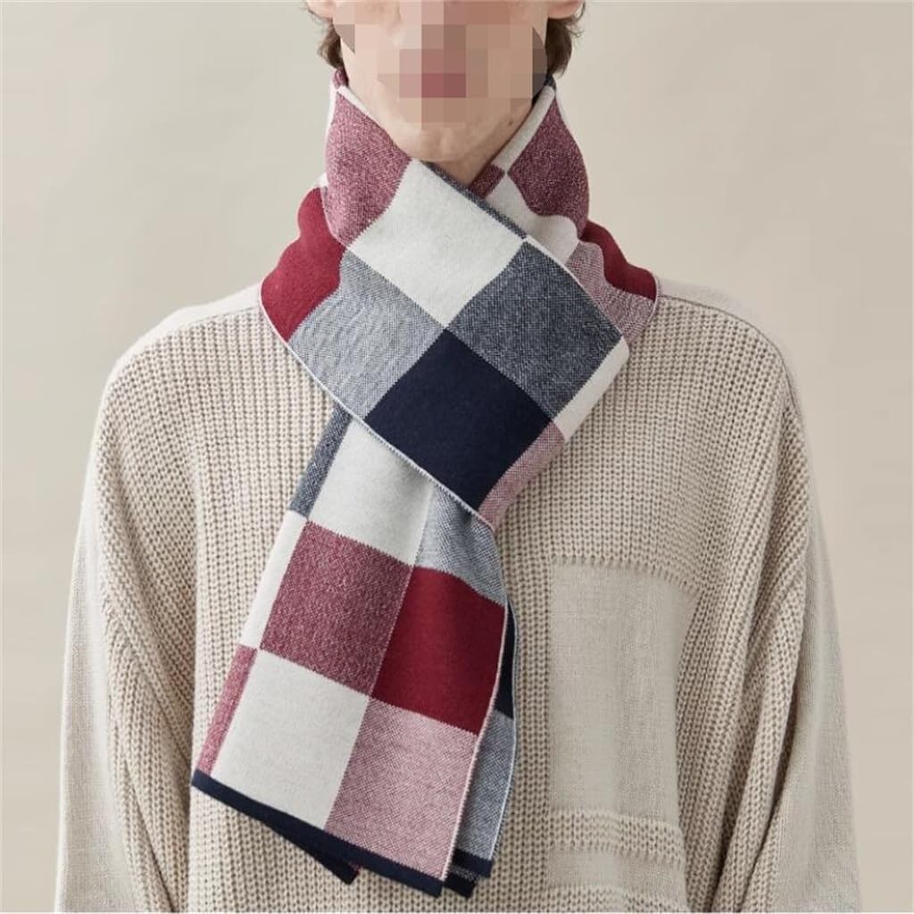 Warm Scarf Men's Autumn and Winter Thickened Versatile Plaid Neck