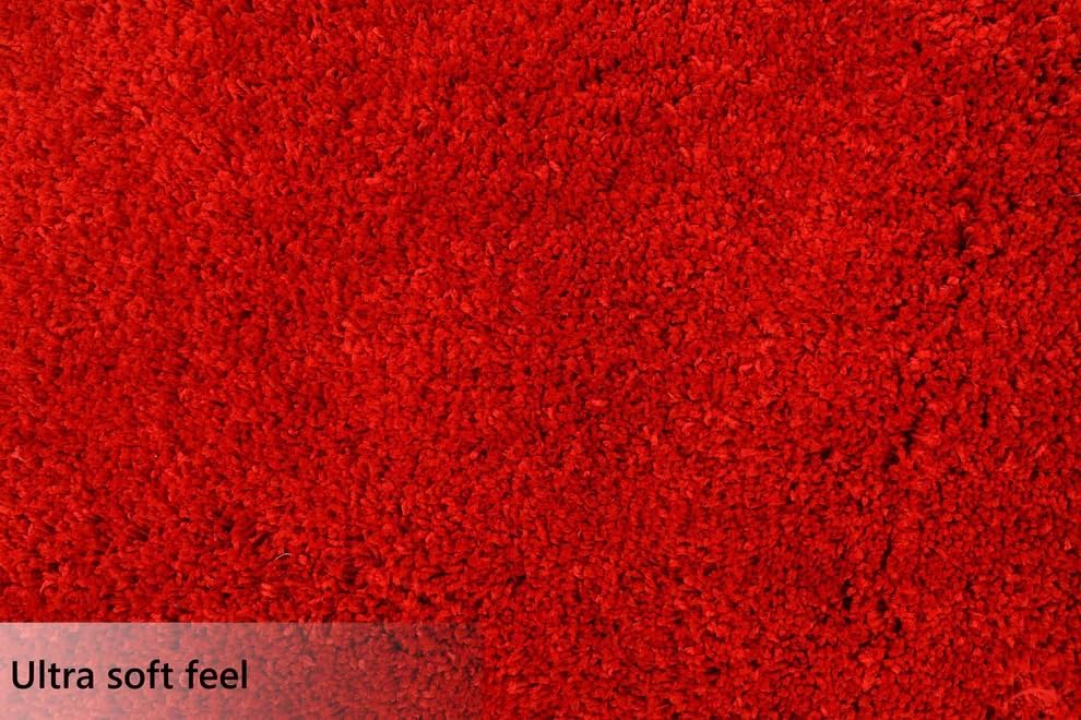 Image of Super Soft Microfiber Bedside Runner for Bedroom, Kitchen, Office, 2 x 5 Feet, Colour: Red, Thickness 1.5 Inches