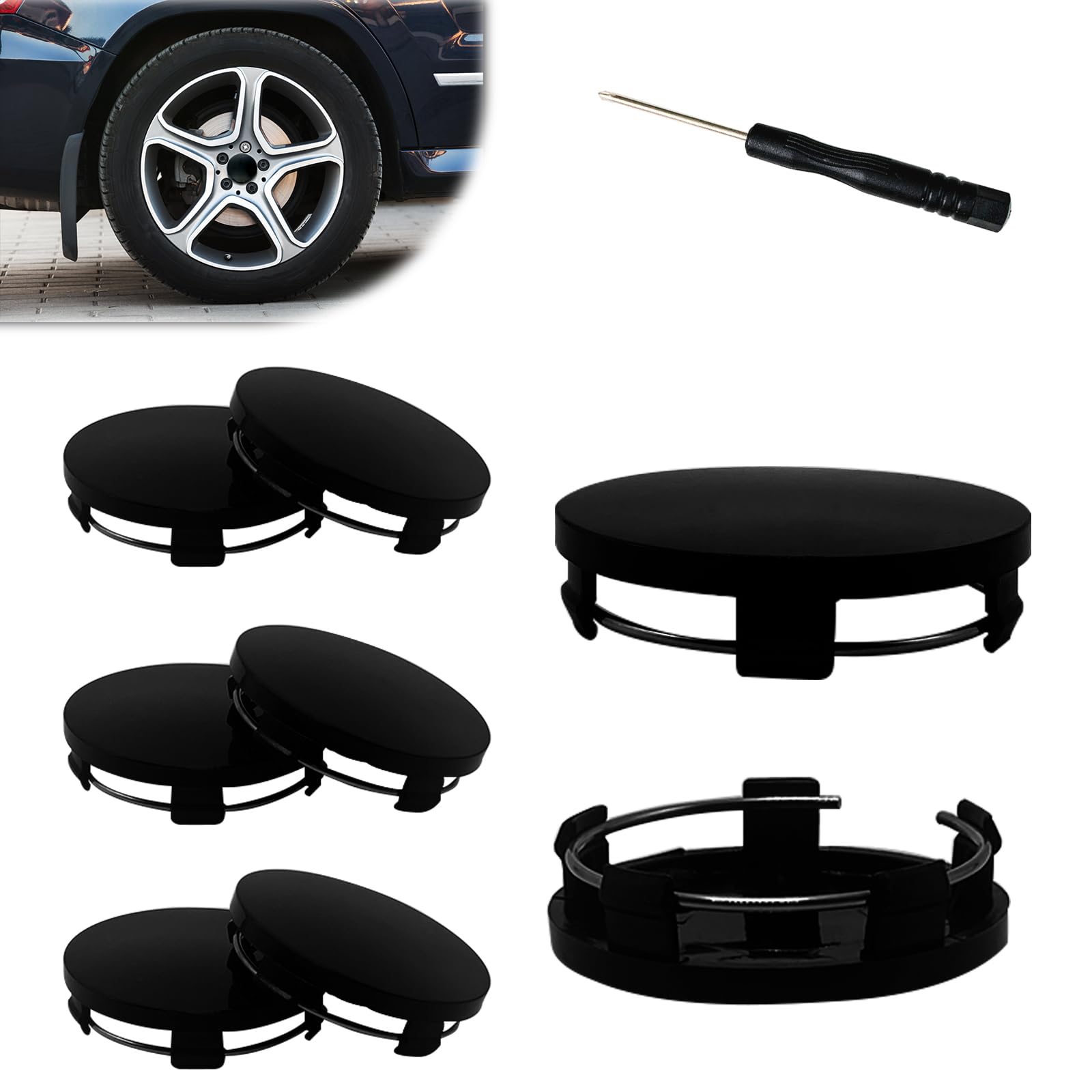 4x CAPSULES CENTRAUX DE MOYEU DE ROUE EN ALLIAGE 64mm / 58mm