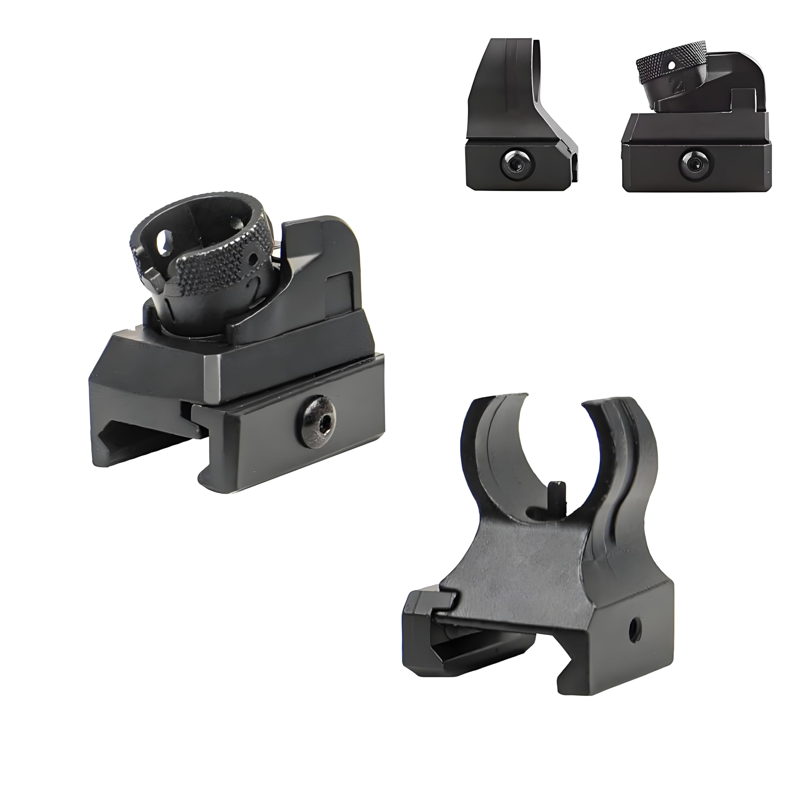 Low Iron Steel Front & Rear Sight Set Combo?Premium Optics Rapid Transition Backup Sights?Tactical Full Metal Style-Rotate Adjustable Diopter Flip-Up Fix Scopes?Fits for 20mm Picatinny Rail Mounting