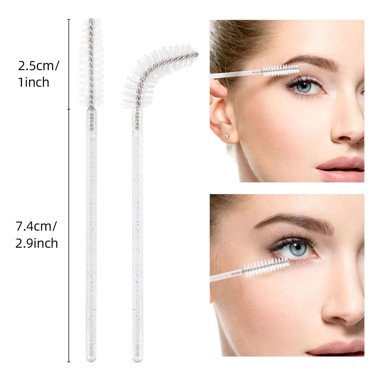 Tbestmax 500 Disposable Mascara Wands Eye Lash Brush Spoolies for Eyebrow Eyelash Extension (White) - Image 2
