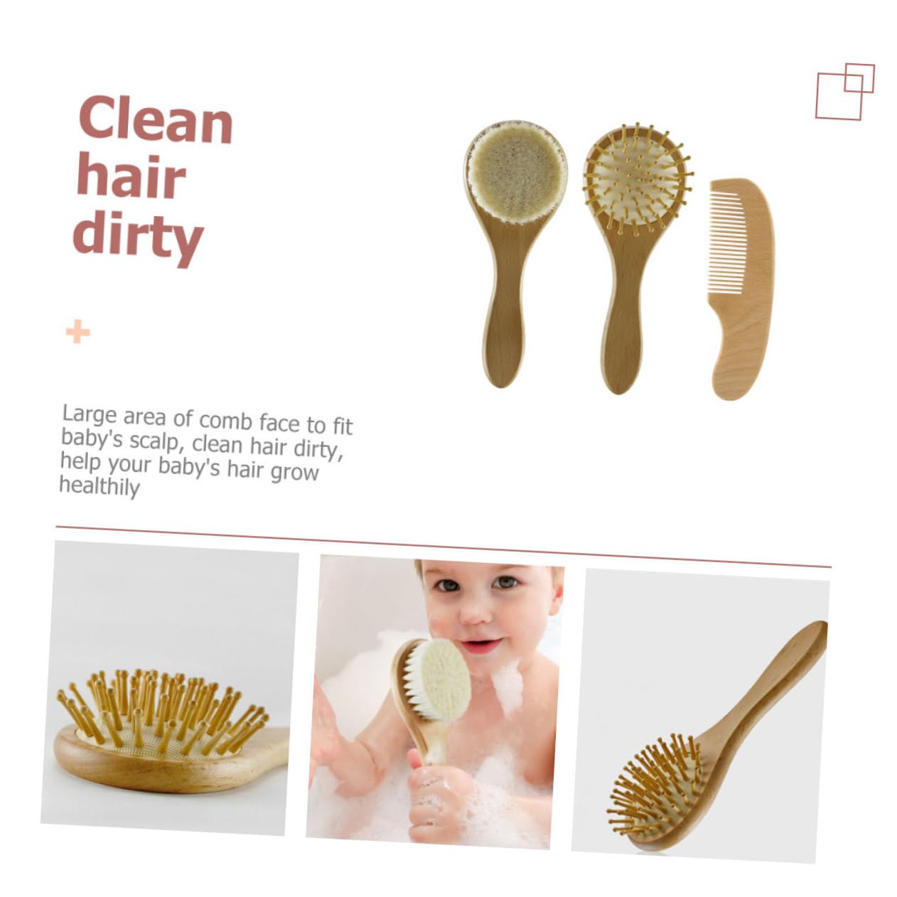 FRCOLOR 4 set di spazzole per capelli per bambini, in carta velina per sacchetti, no spazzola per la cura dei capelli dei bambini, set di pettini, a per shampoo per, a per