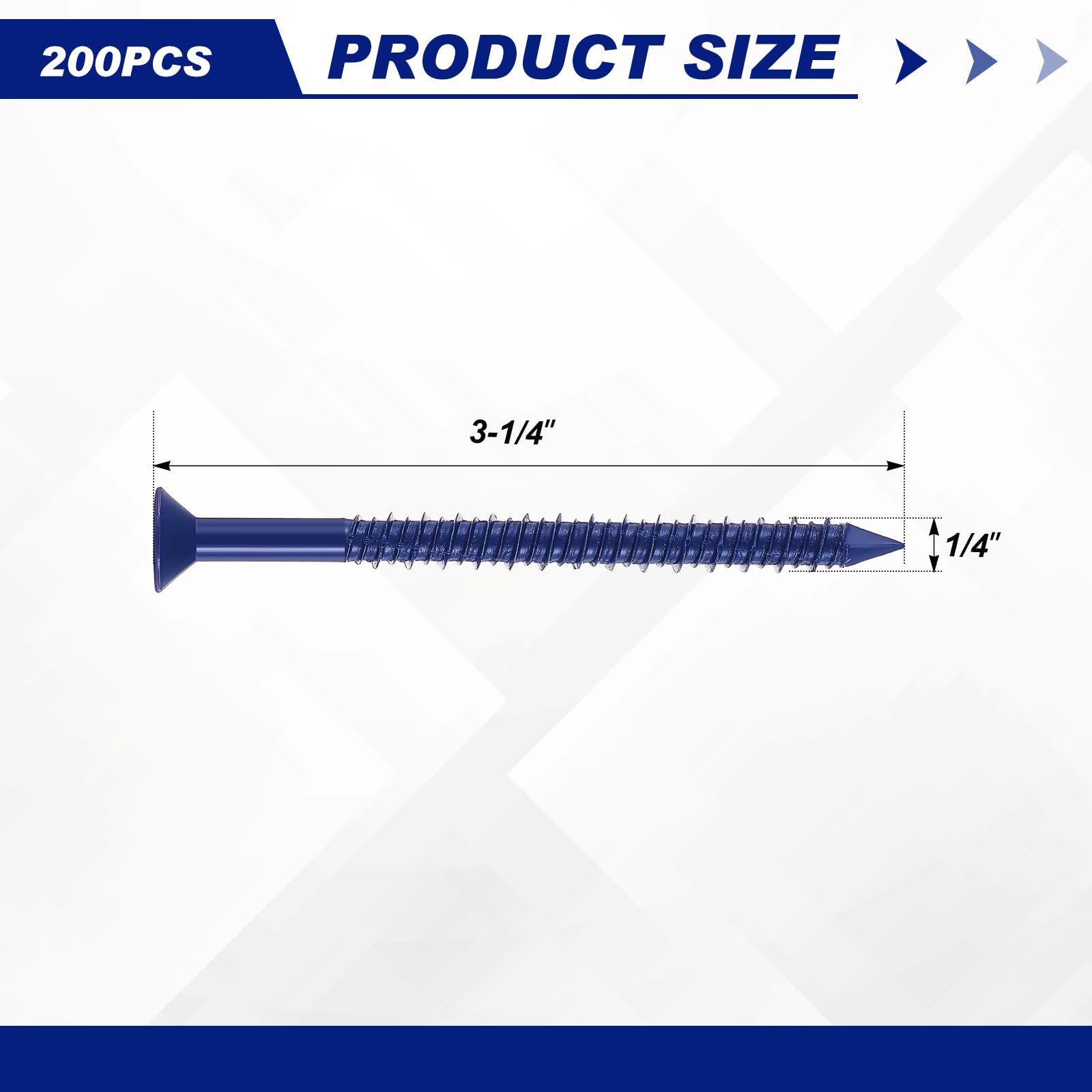 MorningRo 200 viti autofilettanti a testa a stella per calcestruzzo da 6,35 x 8,9 cm, in acciaio blu, per ancoraggio a calcestruzzo, muratura, blocchi