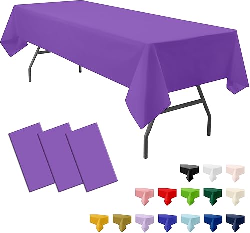 Paquete de 3 manteles rectangulares de plástico de alta calidad desechables de 54 x 108 pulgadas, manteles rectangulares para fiestas, cumpleaños,