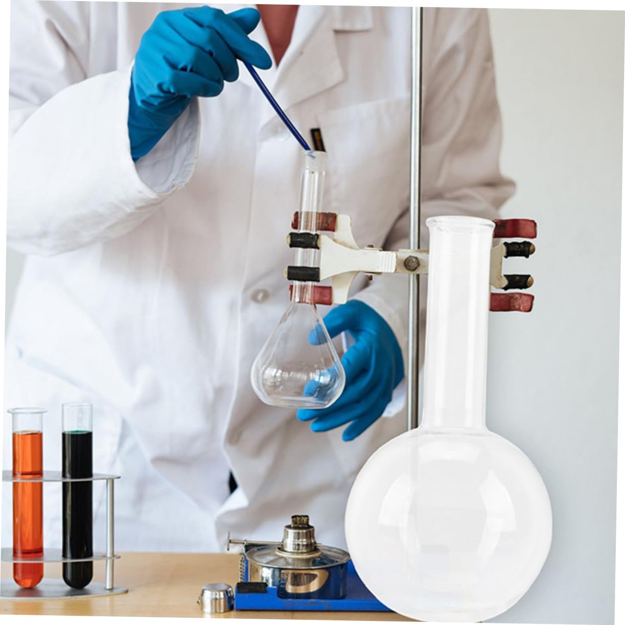 Flacon Léger et Transparent 2pcs pour Expériences Chimiques en Verre à Fond Rond pour Études Scientifiques et Écoles