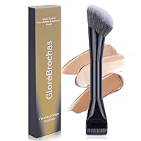 Vista 8 de Brocha de maquillaje de doble extremo, base plana y pincel de contorno en ángulo para una mezcla impecable, cobertura suave y contorno sin esfuerzo