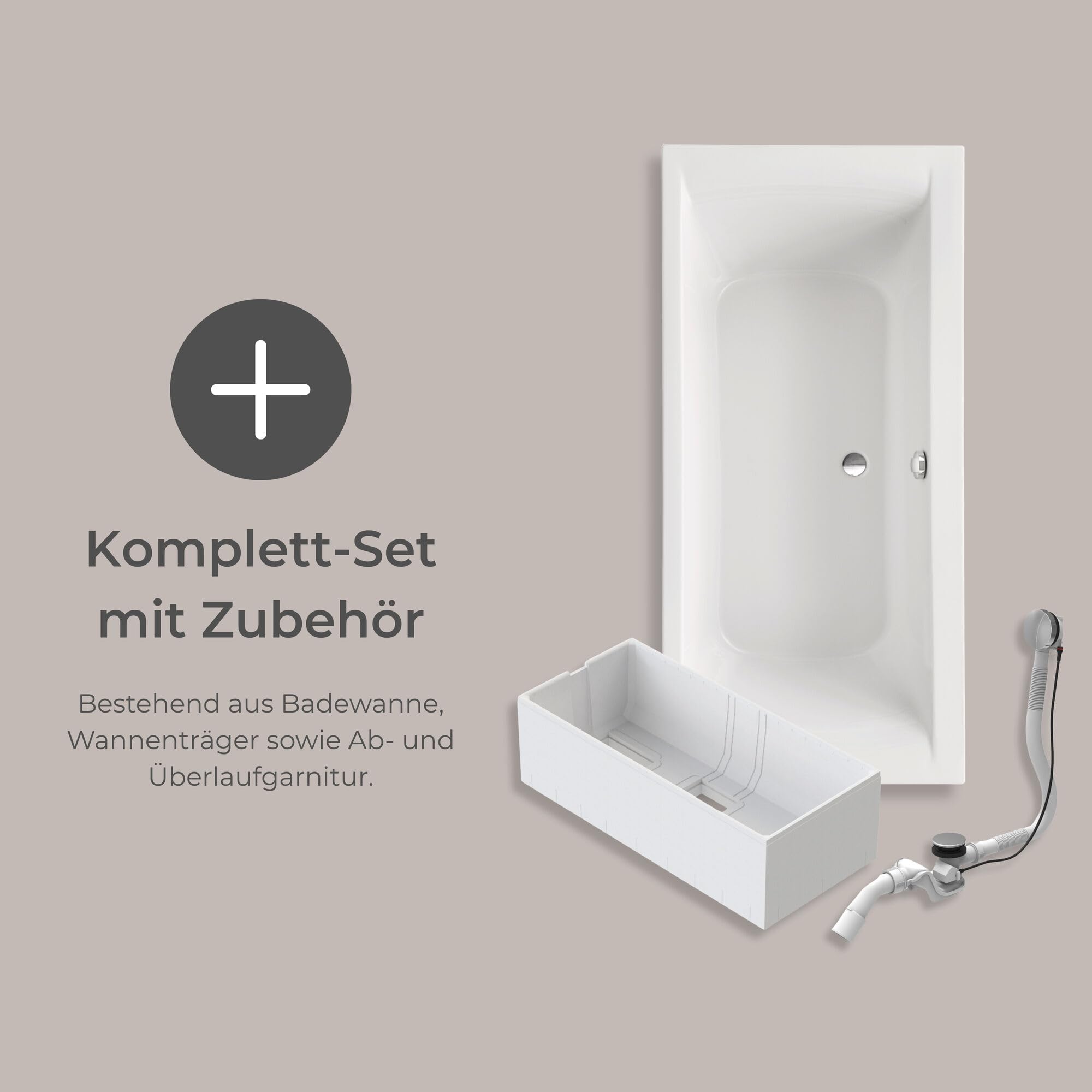 Schulte Badewanne Onda 170x75 cm, Acryl, Weiß glänzend