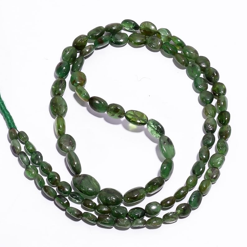 Naturalne Tsavorite owalne gładkie koraliki 4 x 8 mm 45 cm długi sznurek biżuteria tworzenie kamieni szlachetnych koraliki do naszyjnika bransoletki