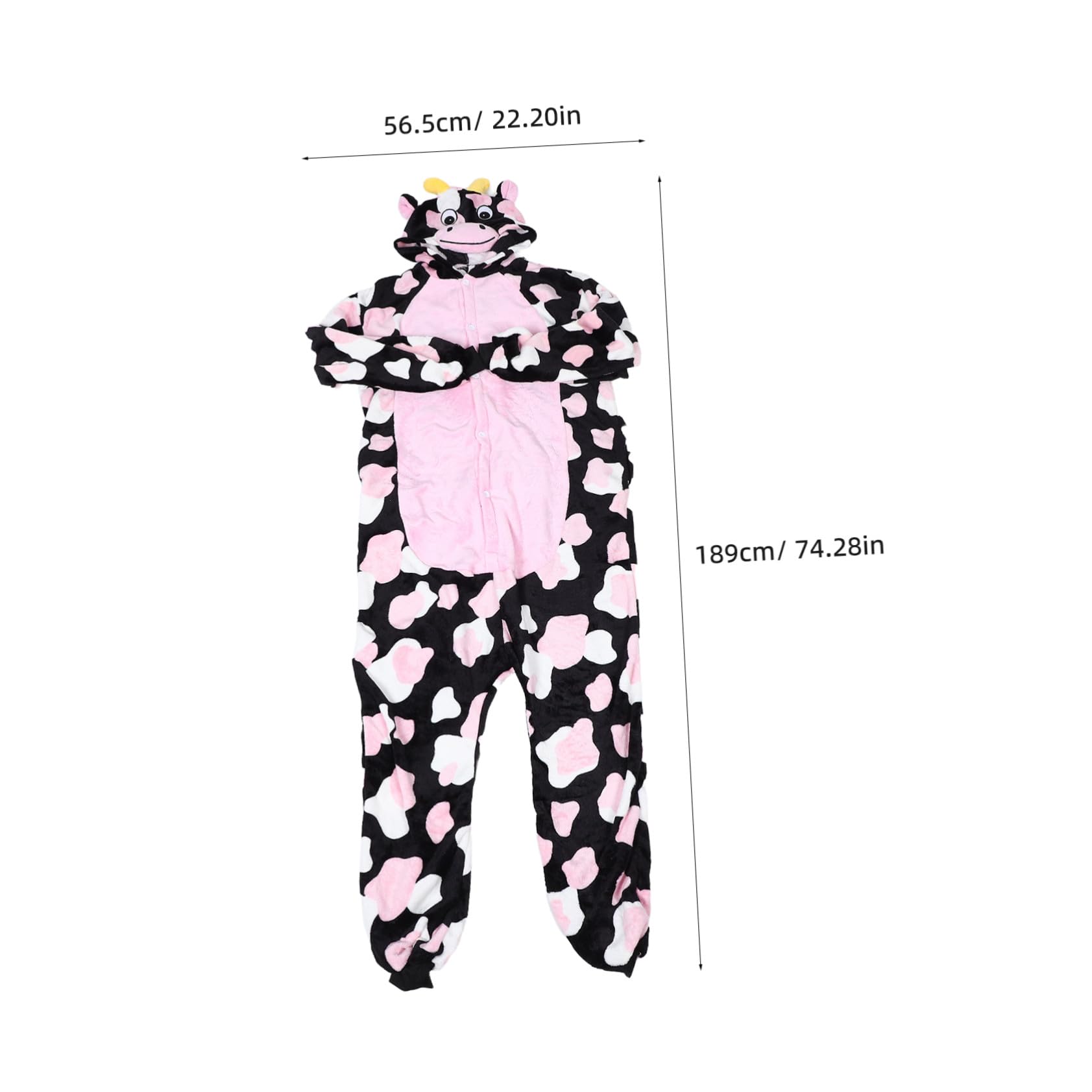 Ipetboom Pijama Entero Unisex de Franela Gruesa Vaca Rosa para Halloween y Cosplay Disfraz Cómodo y Cálido para Hombre y Mujer XL