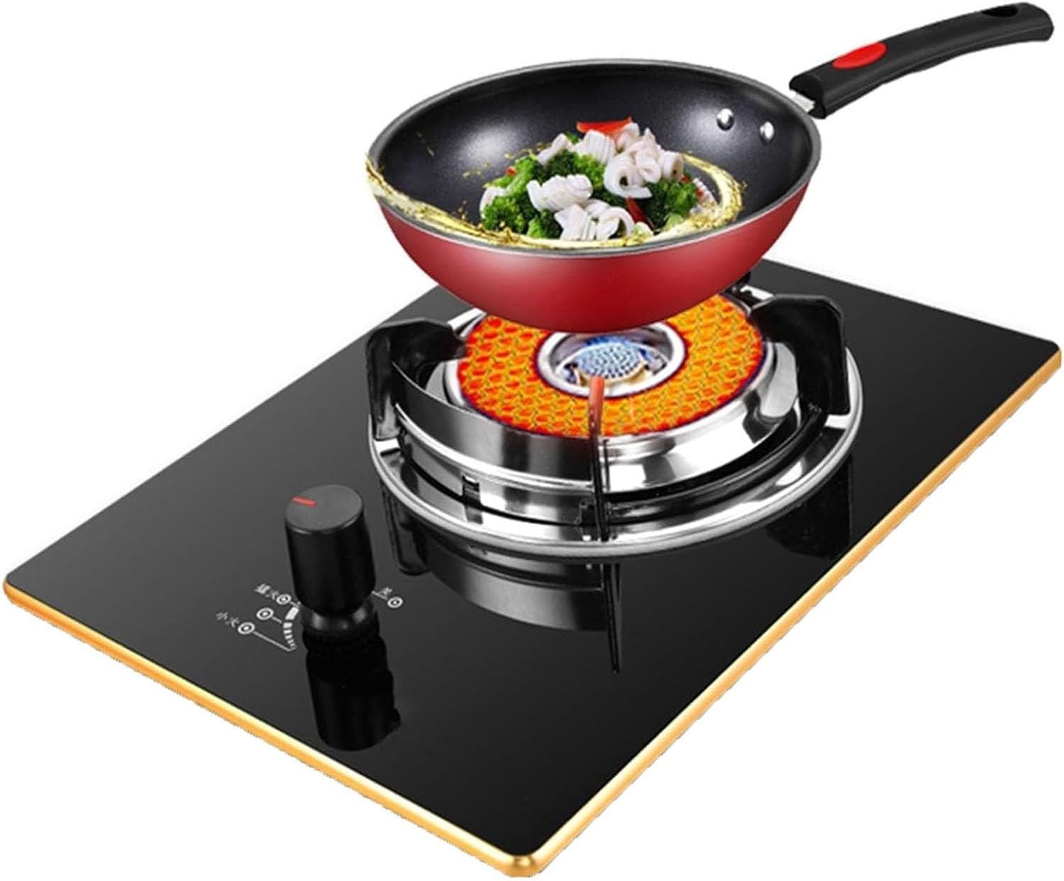 Single Burner Gas Stove, 4.2KW Glass Kitchen Household Cooker, with Accidental Flameout Protection Device, Countertop/Built-in, for Restaurant Apartments(LPG)(NG)