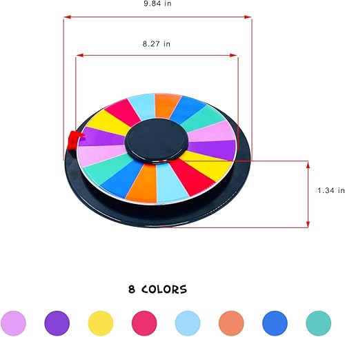 Miniatura 7 de Rueda giratoria de 8 pulgadas de doble cara 16 ranuras Fortune Game Color Rueda de ruleta de mesa de Fortune Educación en el hogar, fiesta, carnaval