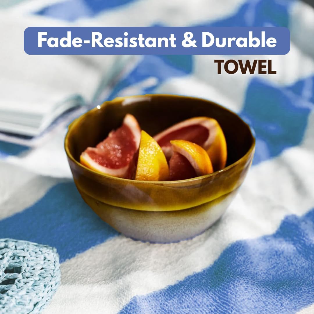 Cabana Blue Stripe Towel - 3 Pack - 100% Ring Spun Cotton - Oversized Pool & Beach Towels, 30 x 60 Inches, for Men, Women & Kids – Highly Absorbent & Lightweight (Blue)