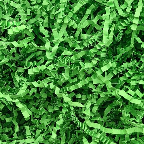 Crinkle Cut Paper Shred Filler,1 Lb Green Shredded Paper For Gift Boxes Bags Basket Filler Decoration,Grass Cushion Paper Streamer Stuffing For Christmas,Thanksgiving,Easter Gift Wrapping