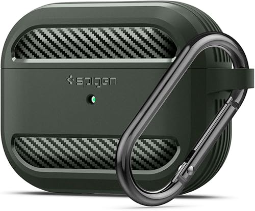 Miniatura 9 de Spigen Rugged Armor - Funda de protección contra caídas (2019) diseñada para AirPods Pro con mosquetón, color negro mate Mate negro,Carbón
