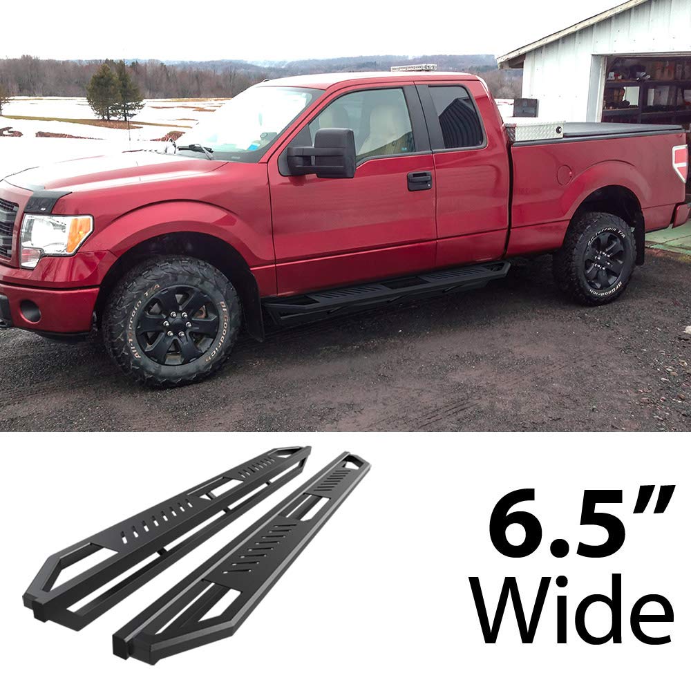HD Ridez Hybrid Rocker Steel Armor Compatible with Ford F250 F350 Super Duty 1999-2016 Extended Cab (Nerf Bar Side Steps Side Bars)