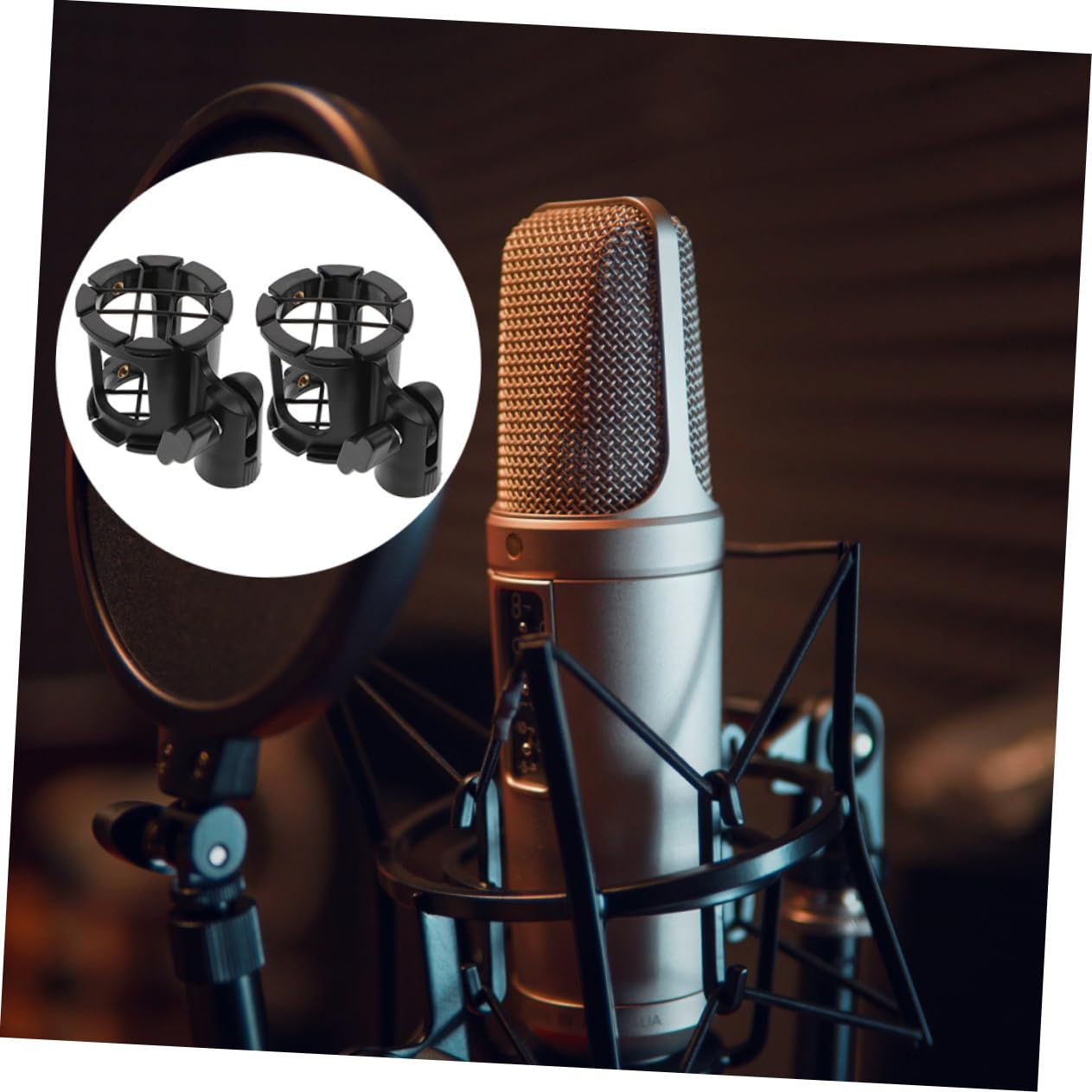 OFFSCH 2pcs Microphone Stand Microphone Holder Clips Mic Shook-Proof Clip Desktop Microphone Shockproof Microphone Holder Mic Rack Mic Shockproof Support Plastic Shock Mount Capacitance