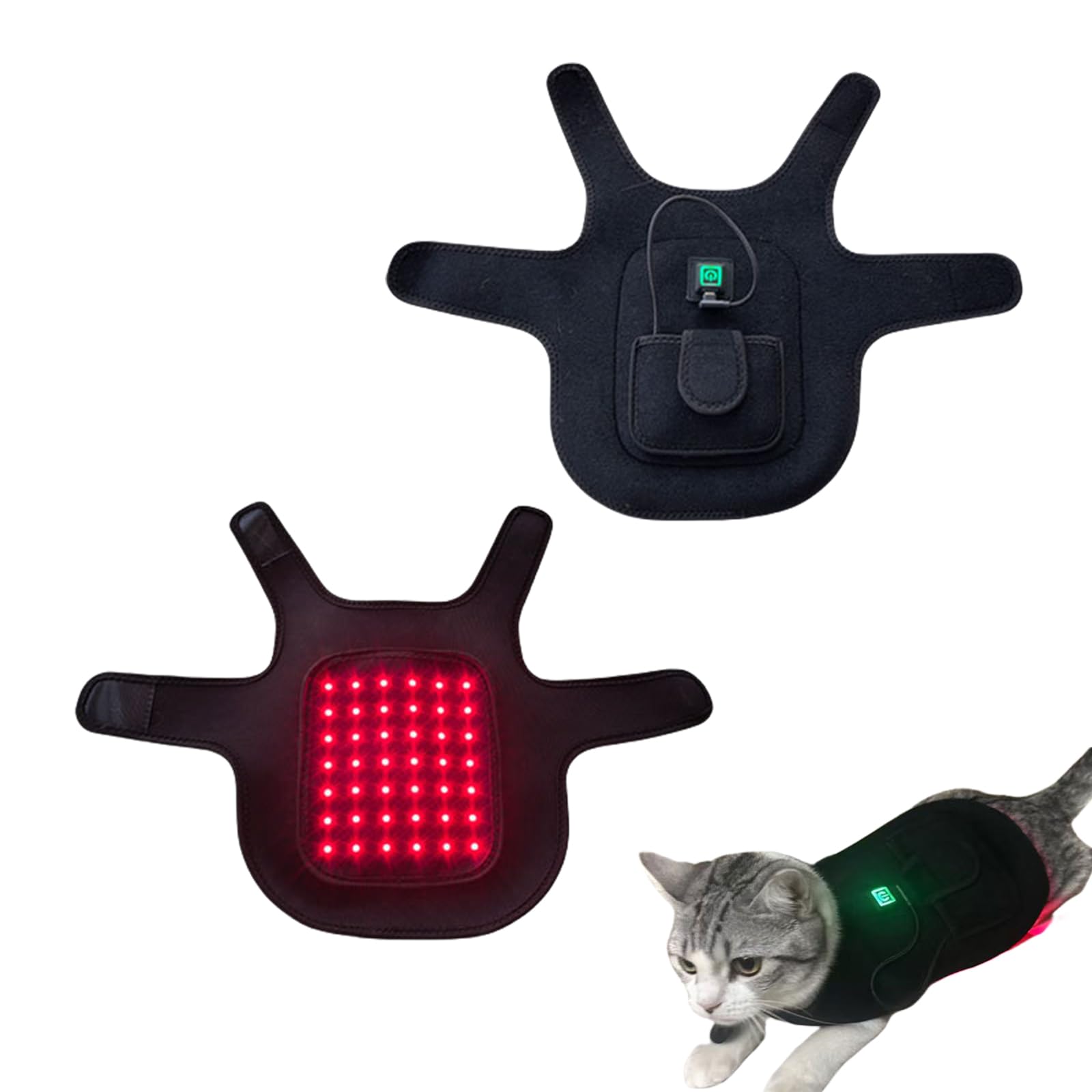 Wearable Red Light Wrap Pad for Pets - 660nm Red Light and 850nm Infrared Mat for Back, Abdomen, Adjustable Velcro Strap for Cats and Small Dogs