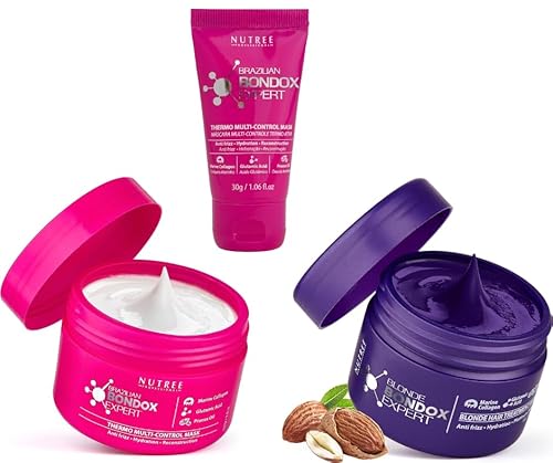 Nutree Professional BRAZILIAN BONDOX TREATMENT 8.8 oz & BRAZILIAN BONDOX 1.06 oz & BLONDE BONDOX TREATMENT 2.82 oz
