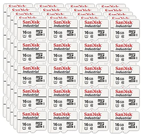 SanDisk Industrial 16GB Micro SD Memory Card Class 10 UHS-I MicroSDHC (Bulk 100 Pack) in Cases (SDSDQAF3-016G-I) Bundle with (1) Everything But Stromboli Card Reader