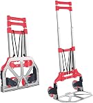 MAXBROTHERS Folding Hand Truck Aluminum Portable Folding Hand Cart W/Fixed Rope, 175lbs Capacity Hand Cart Ideal for Home, Auto, Office,Travel Use (RED)