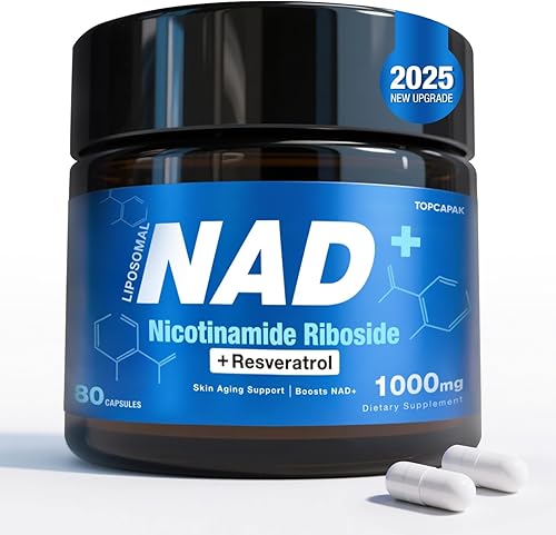 Suplemento NAD+ licotinamida ribosida resveratrol suplemento orgánico puro para un envejecimiento saludable, cerebro, energía celular, 80 cápsulas