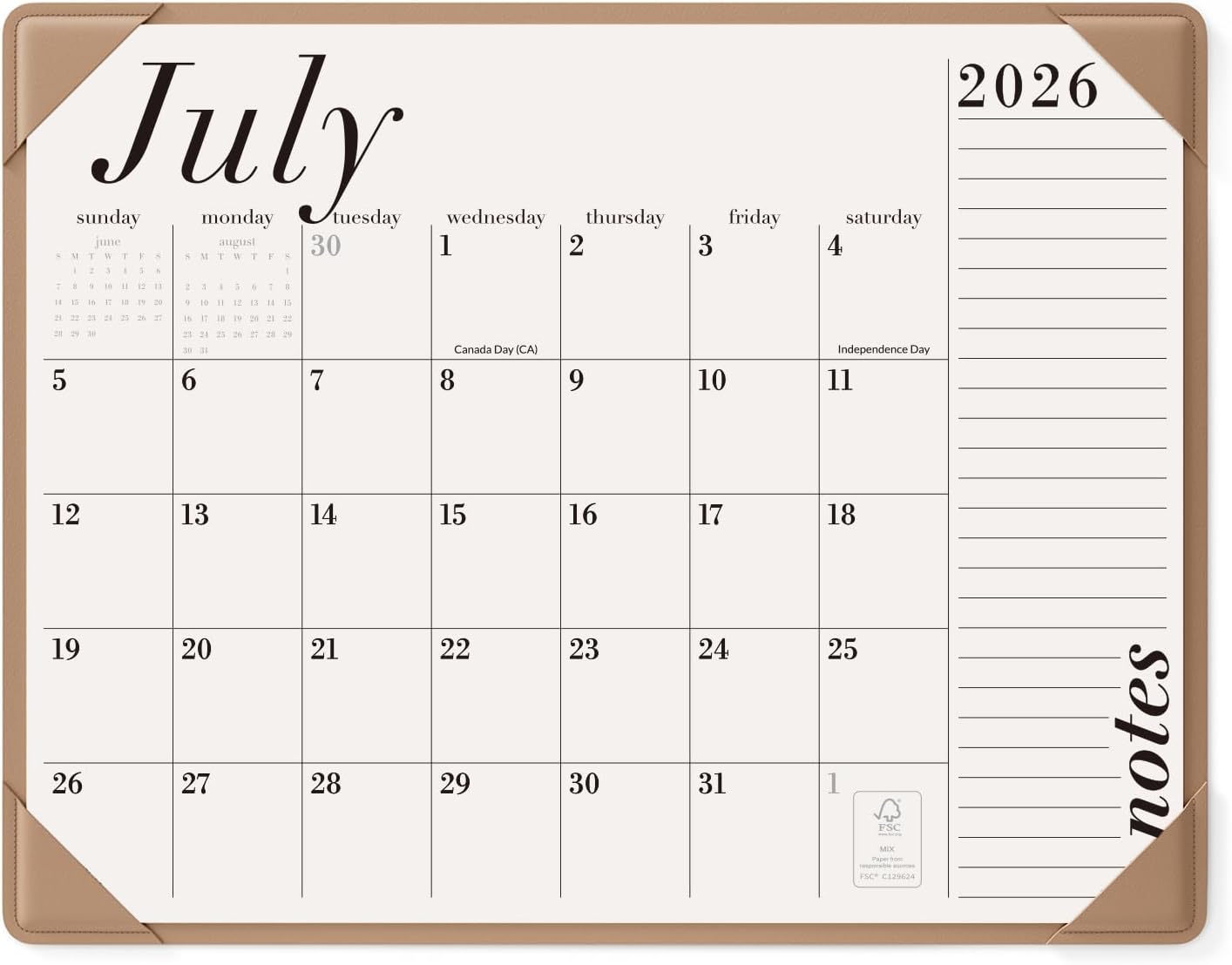 Jotsome Desk Calendar 2026-2027 with Desktop Mat, Large Desk Pad Calendar From Now to June 2027 22x17 inch, Desk Blotter Calendar for Home and Office, Easy Organizing (Apricot, 17" x 22")