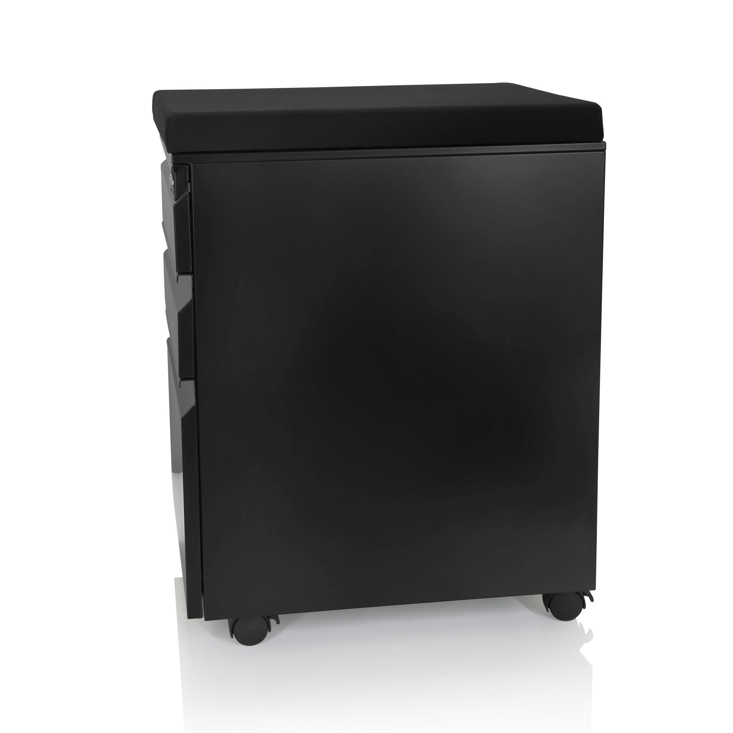 hjh OFFICE 743021 Caisson à roulettes avec Coussin d'assise Color OS Acier Noir Armoire à roulettes avec dossiers Suspendus A4, verrouillable