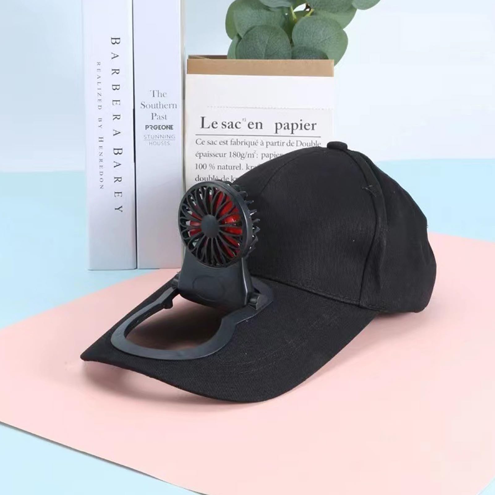 Yinhing Solaire avec Une Batterie Rechargeable Intégrée, Chapeau Réglable à Large Bord avec Ventilateur pour Voyage Pêche Randonnée Casquette de Baseball Ventilateur