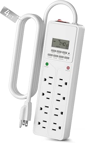 BN-LINK 8 Outlet Surge Protector with 7-Day Digital Timer (4