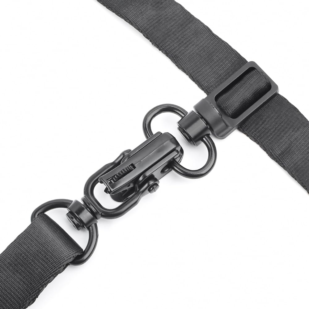 Tactical 2 a 1 Punto triglide (2,5 cm) Sling Adapter, Push Button Quick Release Swing Girevole per Outdoor Bag Cinghie Accessori (Nero)