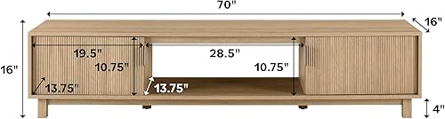 Miniatura 3 de Walker Edison Arundo - Soporte de TV acanalado para televisores de hasta 80 pulgadas, soporte de TV de 70 pulgadas, roble costero