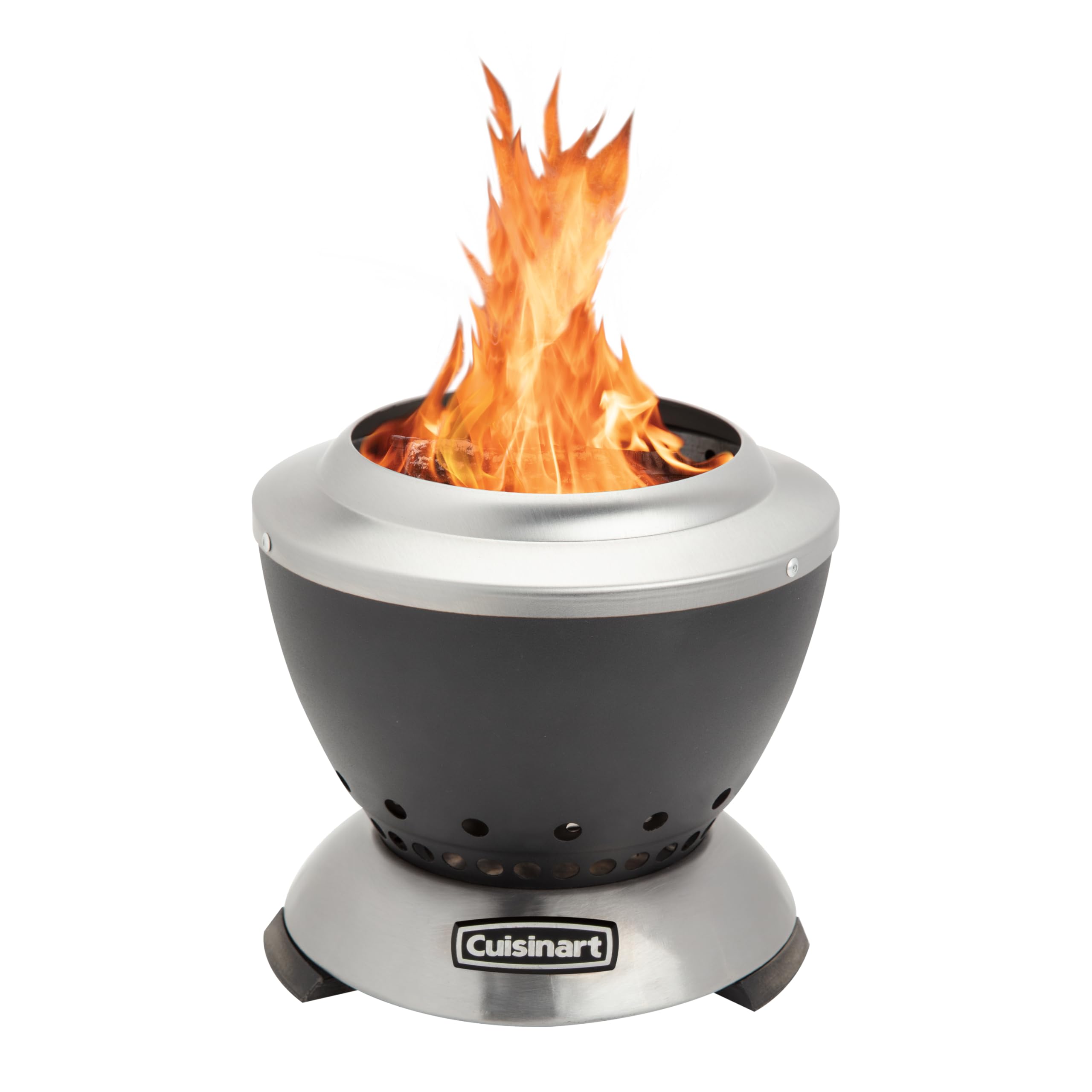 Cuisinart 19cm Table Top Cleanburn Smokeless Fire Pit for garden, camping & beach|Ultra-Portable|Minimal Smoke, Dual-Fuel (Wood Logs & Pellets)|Carbon Steel & Stainless Steel|Lightweight