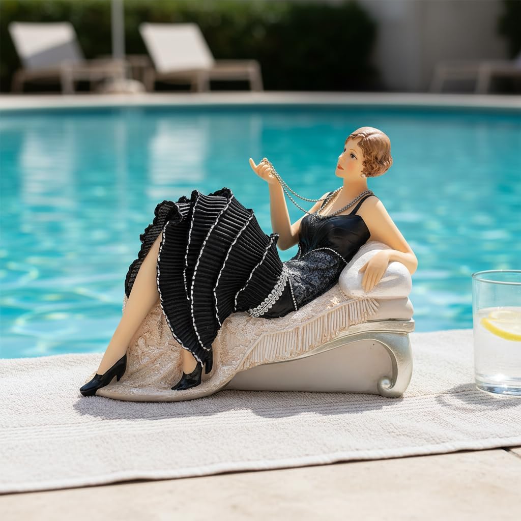 Comfy Hour 11" Glamour Elegance Victorian Art Figurine, Lady Lying on Sofa Statue, Roaring 20s Art Deco Style Home Decor Accent, Polyresin Artisan Sculpture, 1 Unit